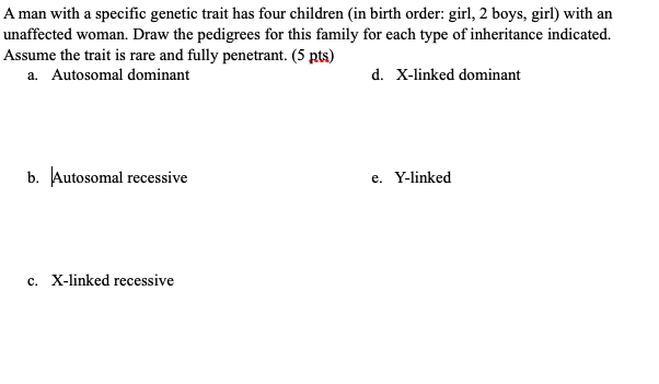 Solved A man with a specific genetic trait has four children | Chegg.com
