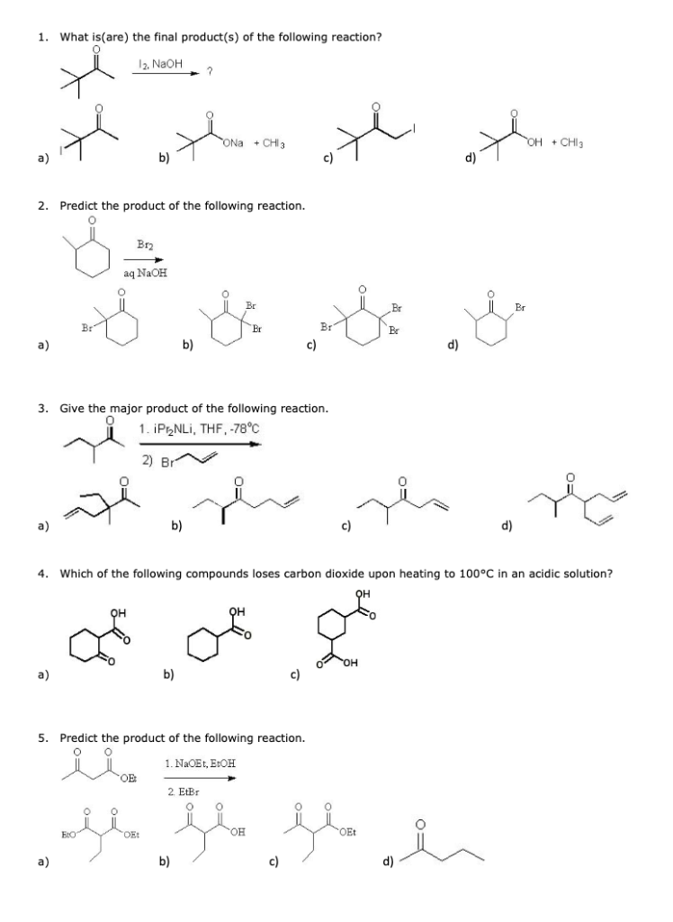 Solved 1. What is(are) the final product(s) of the following | Chegg.com