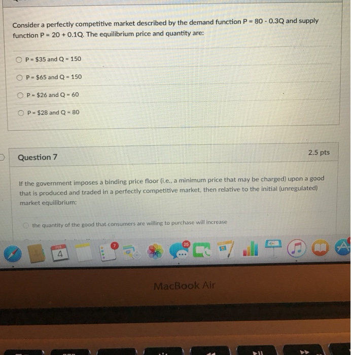 Solved Consider a perfectly competitive market described by | Chegg.com