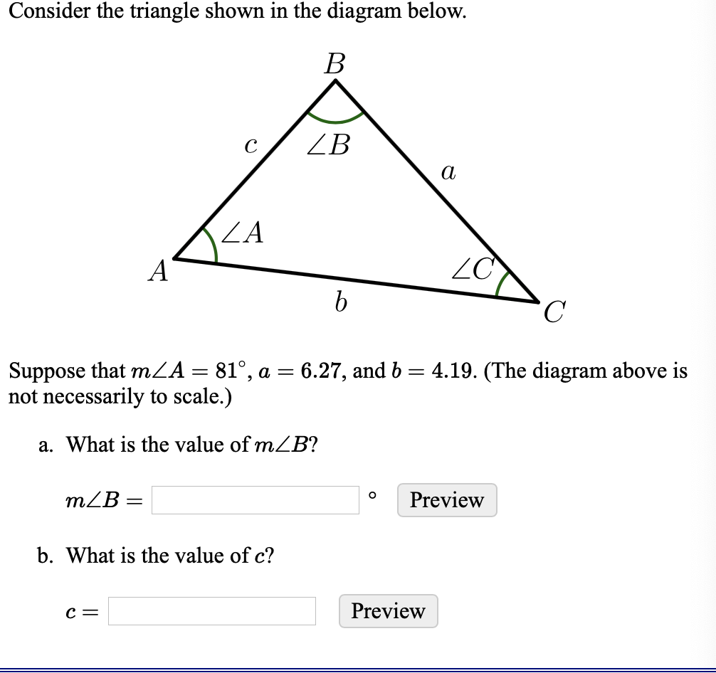 Solved Consider The Triangle Shown In The Diagram Below. C/ | Chegg.com