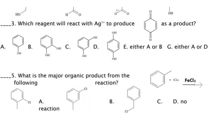 Solved Oh Oh Ho H 3 Which Reagent Will React With Ag T Chegg Com