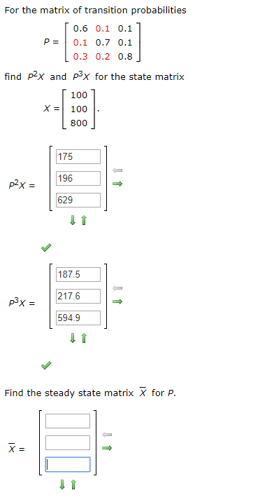 Solved For the matrix of transition probabilities 0.6 0.1 | Chegg.com