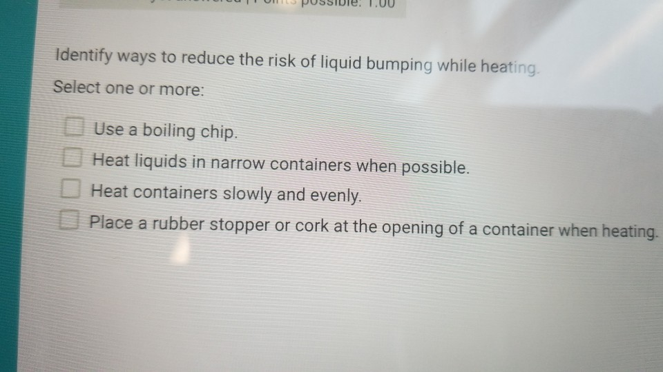 Solved Puosible. 1.UU Identify ways to reduce the risk of