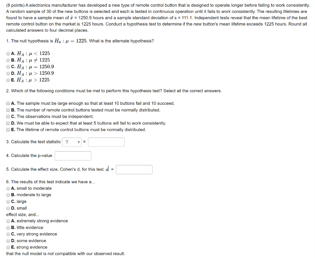 Solved (8 points) A electronics manufacturer has developed a | Chegg.com