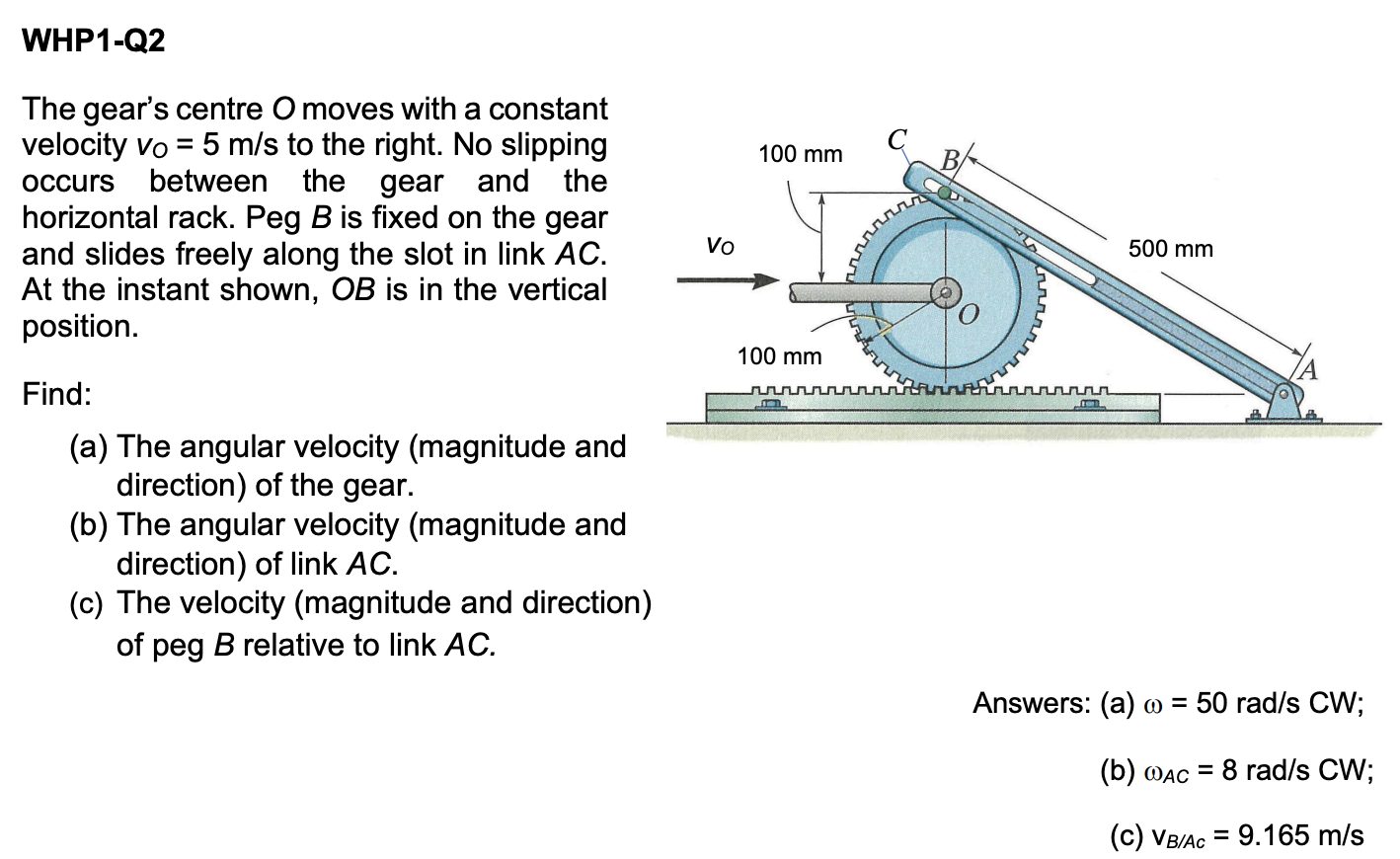 Solved The gear's centre O moves with a constant velocity