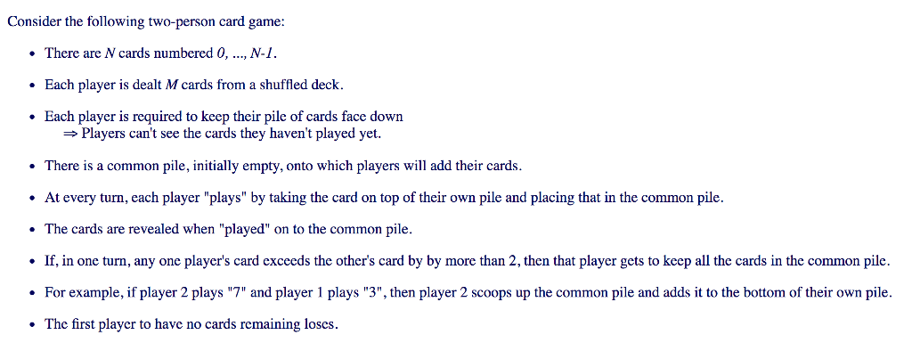 IN JAVA // This card game is a variation of the | Chegg.com