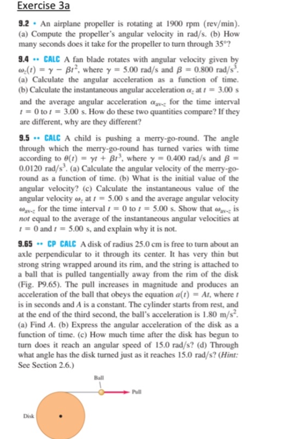 Solved Exercise 3a9.2 - ﻿An Airplane Propeller Is Rotating | Chegg.com