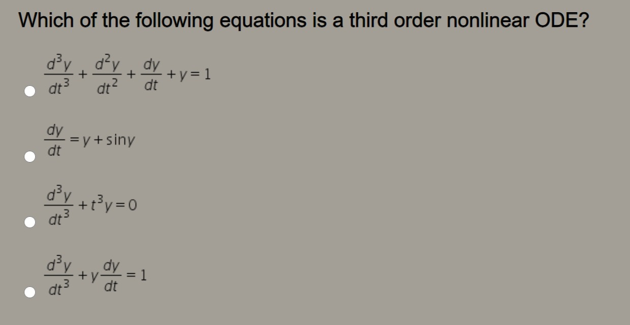 Solved Which of the following equations is a third order | Chegg.com
