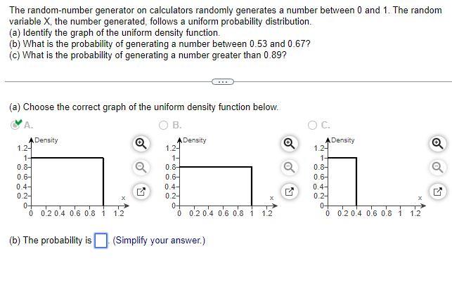 Solved The Random-number Generator On Calculators Randomly | Chegg.com