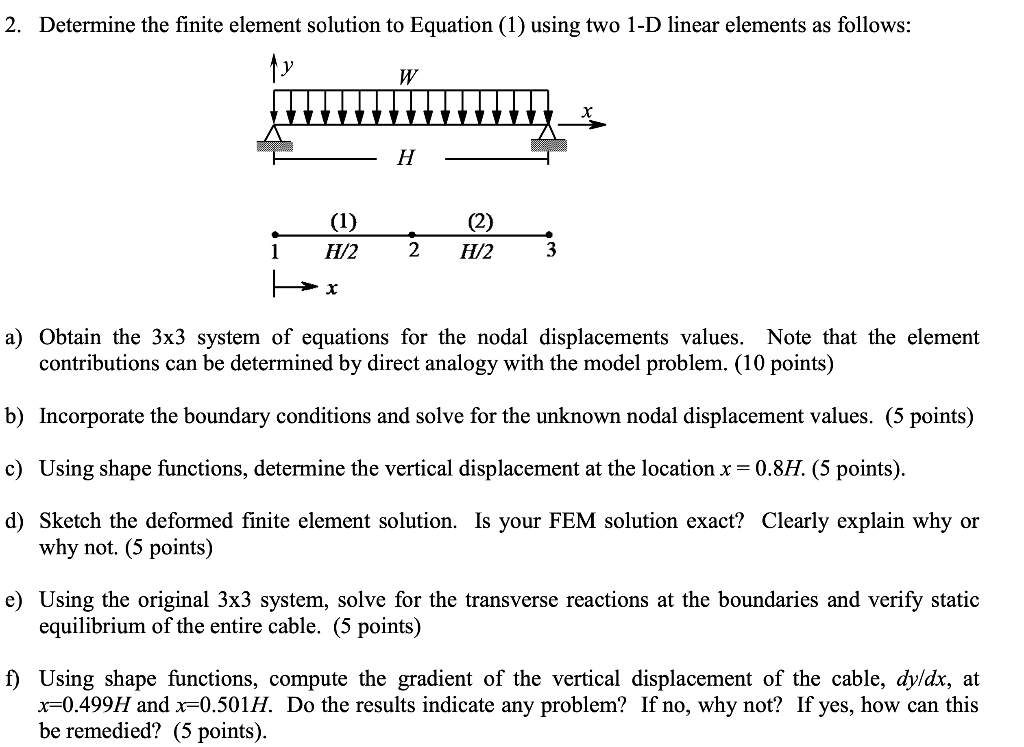 2. Determine the finite element solution to Equation | Chegg.com