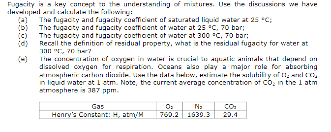 Solved Fugacity is a key concept to the understanding of | Chegg.com