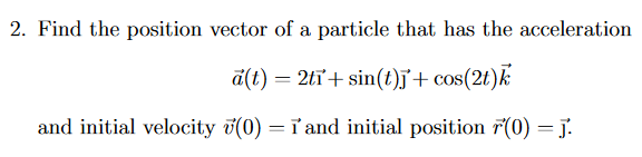 Solved 2. Find the position vector of a particle that has | Chegg.com
