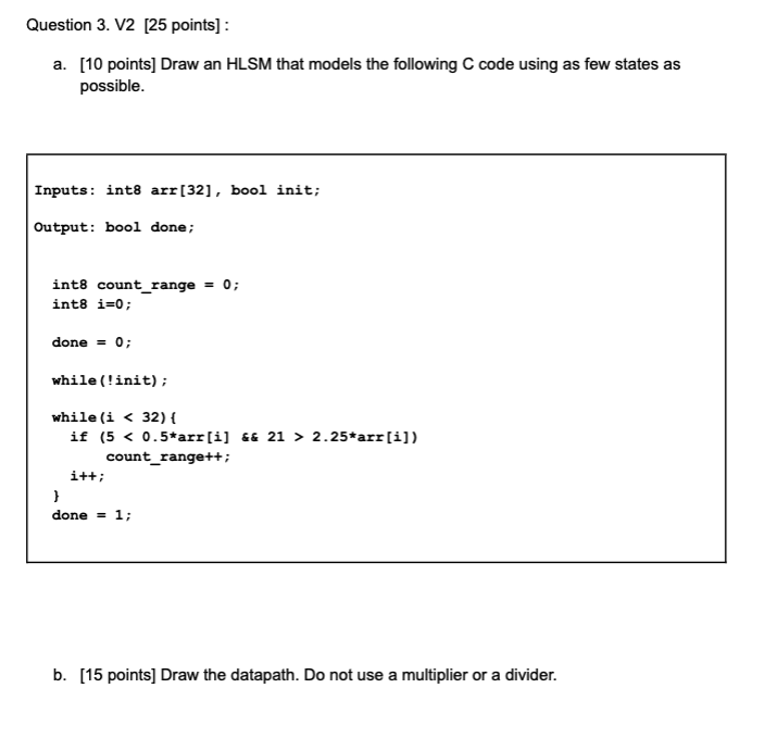 Solved Question 3. V2 [25 points] : a. [10 points] Draw an | Chegg.com
