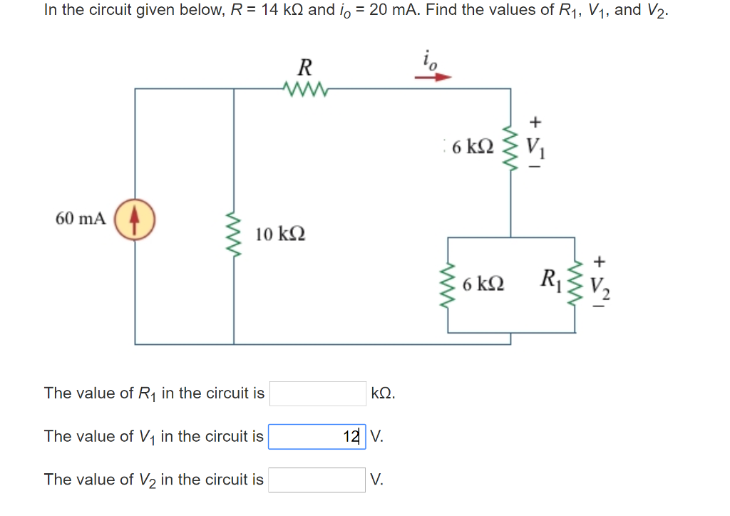 Solved In the circuit given below, R = 14 kΩ and io = 20 mA. | Chegg.com