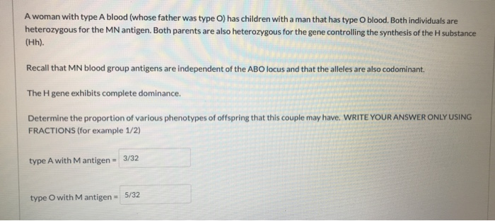 Solved A woman with type A blood (whose father was type O) | Chegg.com
