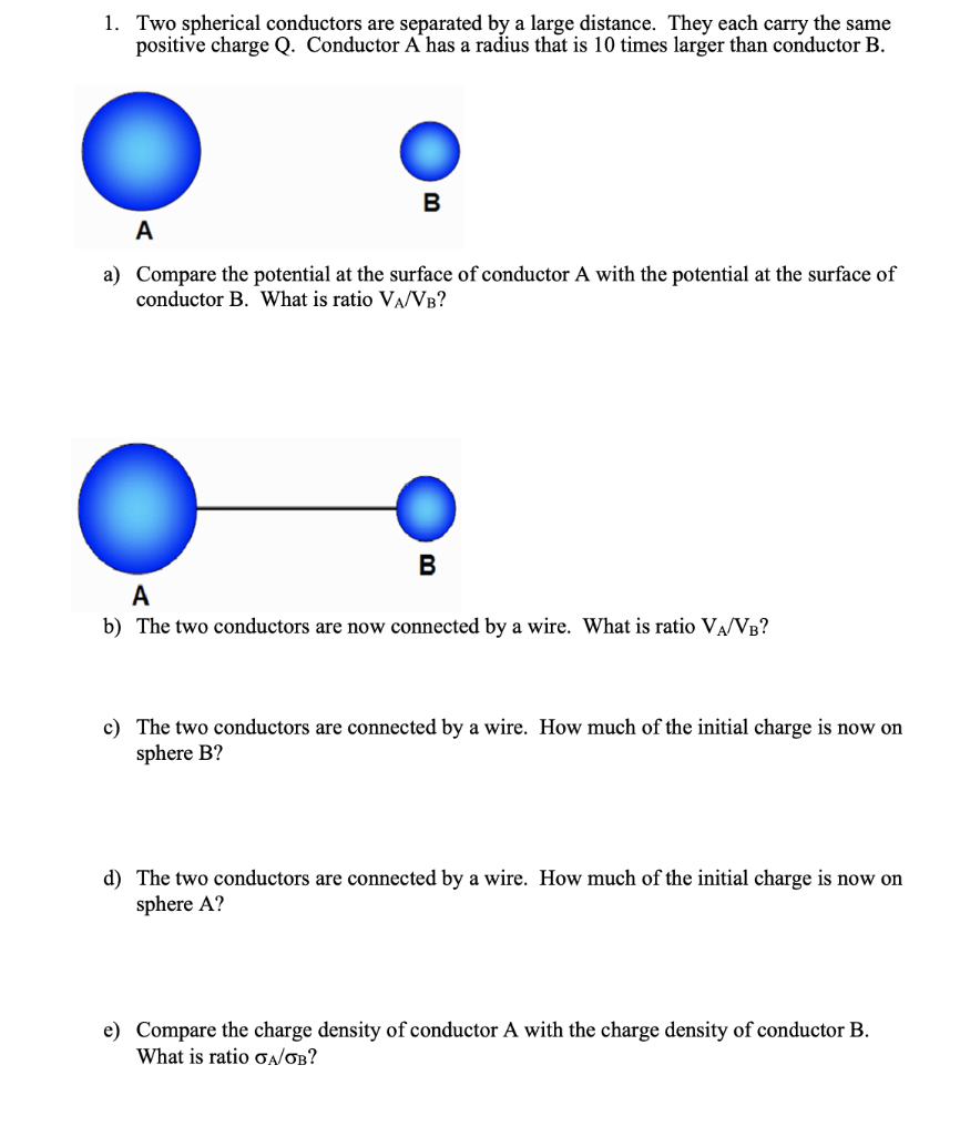 Solved 1. Two Spherical Conductors Are Separated By A Large | Chegg.com