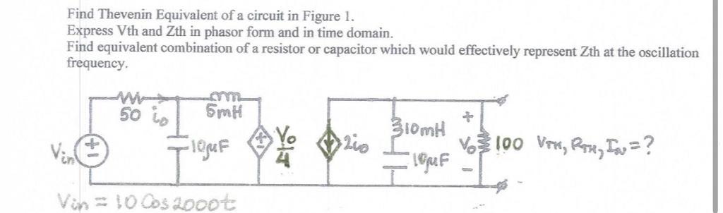 Solved Find Thevenin Equivalent of a circuit in Figure 1. | Chegg.com