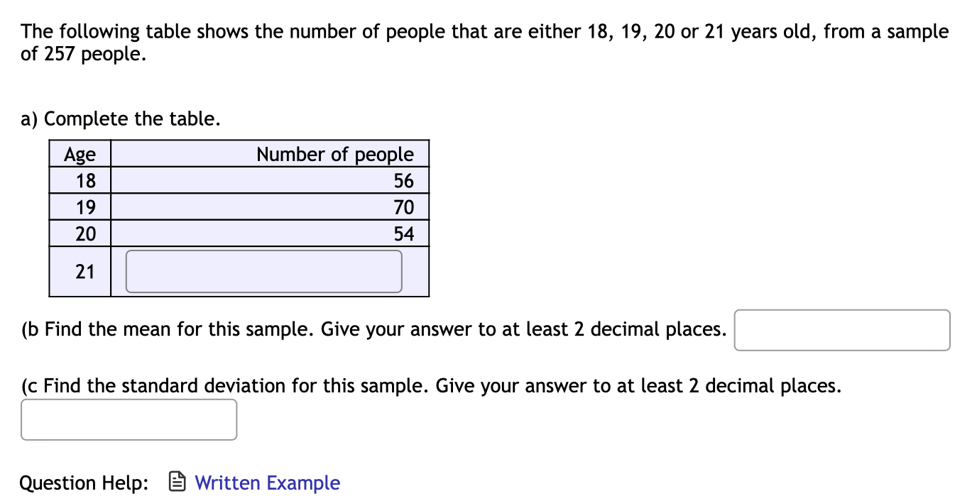 Solved The following table shows the number of people that | Chegg.com