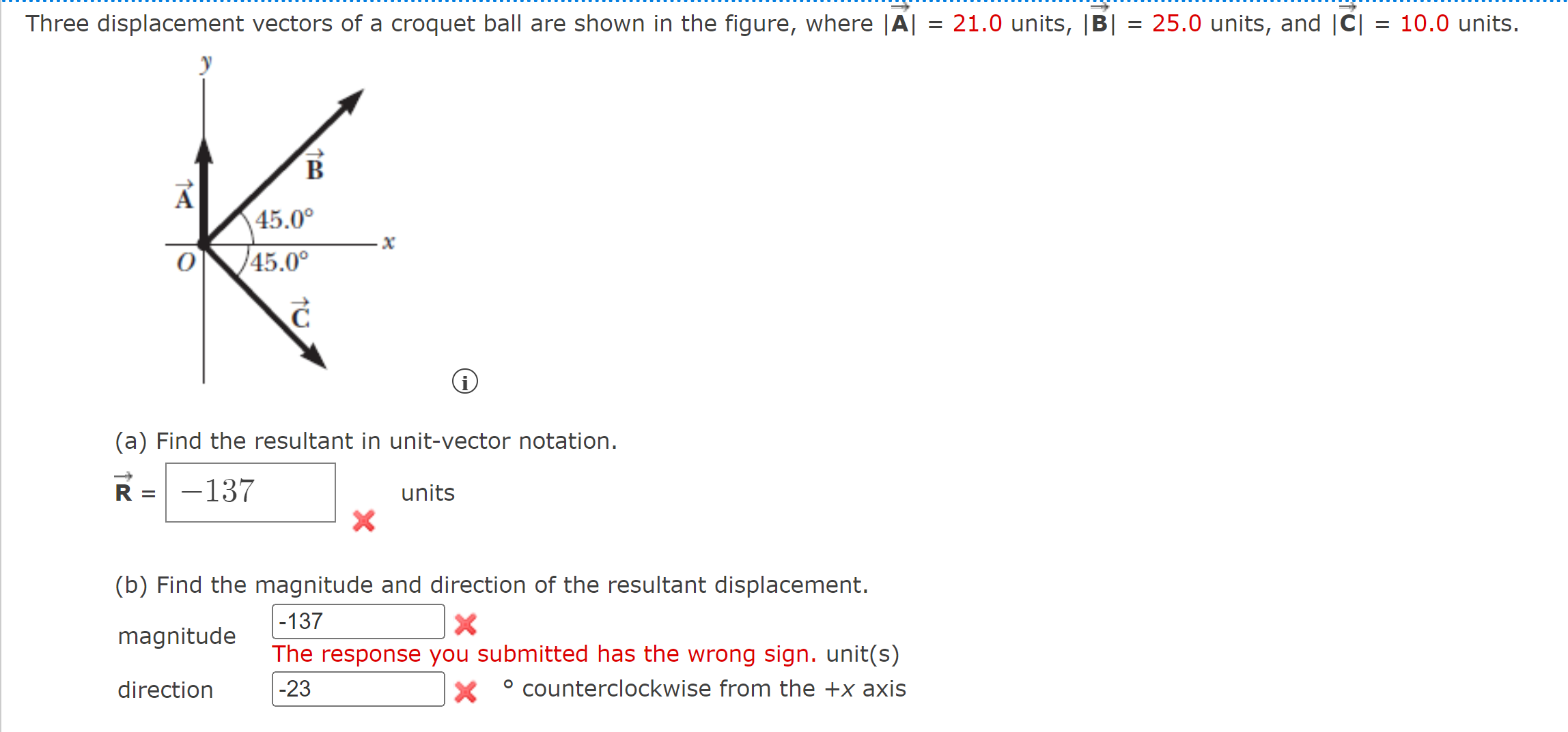 Solved Three displacement vectors of a croquet ball are | Chegg.com