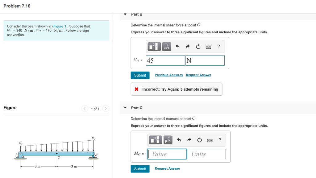 Solved Problem 7.16 Consider the beam shown in (Figure 1). | Chegg.com