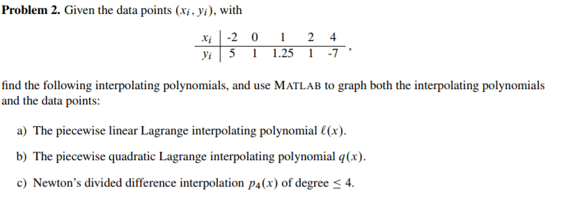 Solved Problem 2 Given The Data Points Xi Yi With Xi 2 Chegg Solved Problem 2 Given The Data Points Xi Yi With Xi 2 Chegg