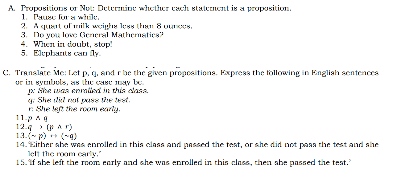 Solved A. Propositions Or Not: Determine Whether Each | Chegg.com