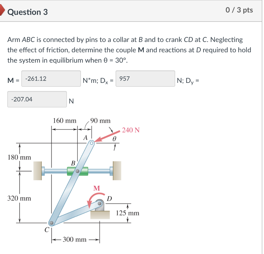 Solved Arm ABC Is Connected By Pins To A Collar At B And To | Chegg.com