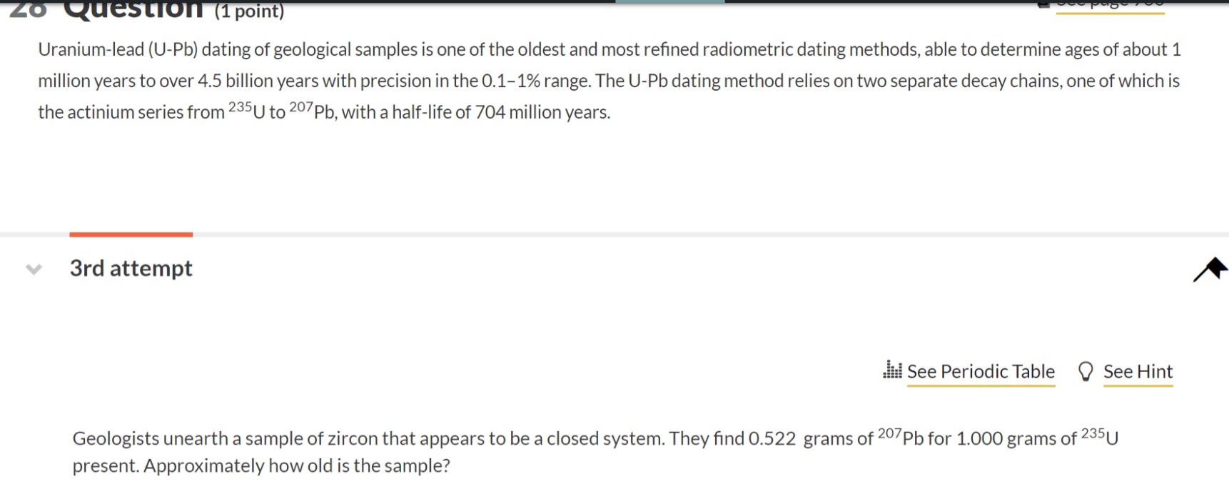 Solved Uraniumlead (UPb) dating of geological samples is