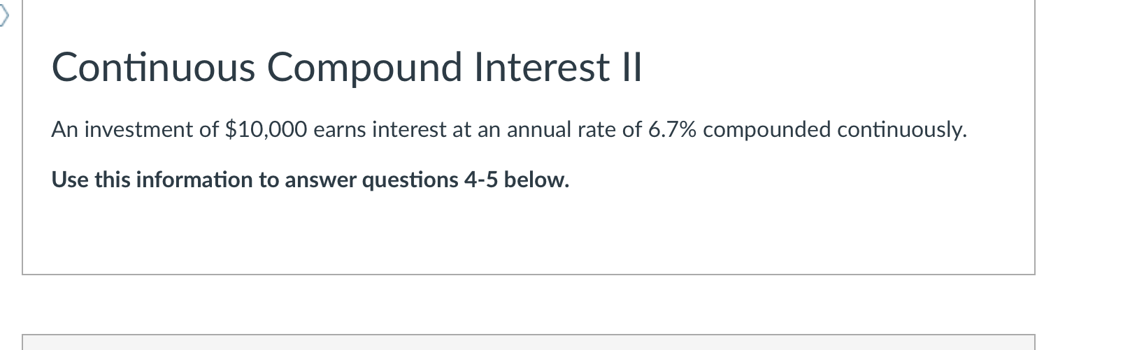 Solved Continuous Compound Interest II An investment of | Chegg.com