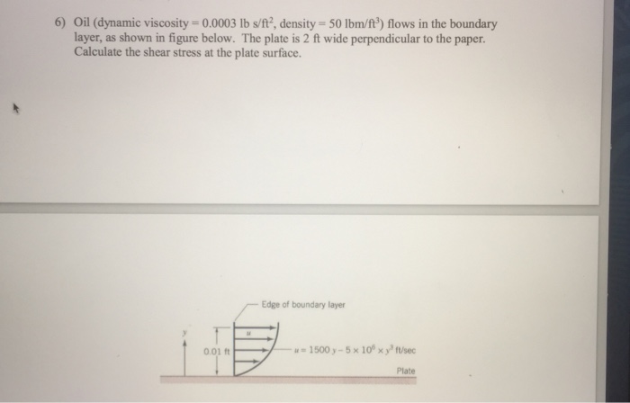 Solved Oil (dynamic Viscosity = 0.0003 Lb S/ft^2, Density = | Chegg.com