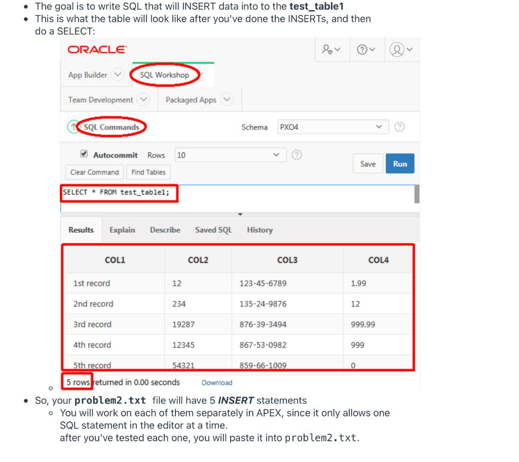 Solved • The goal is to write SQL that will INSERT data into | Chegg.com