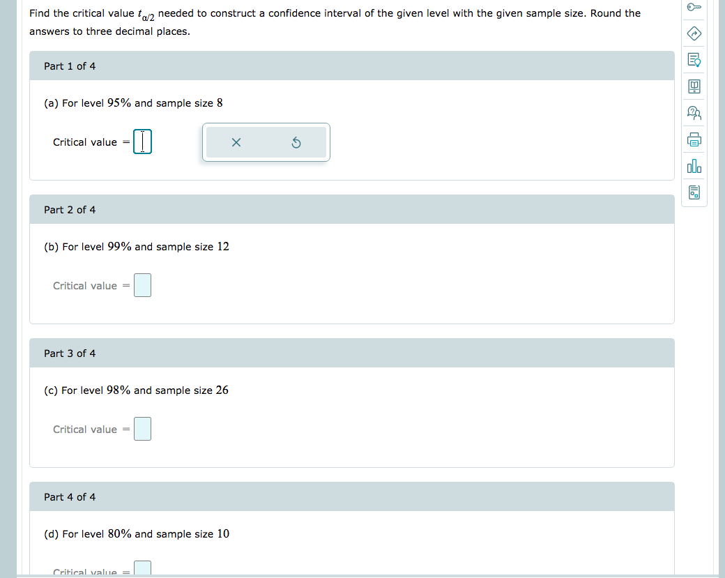 Solved Find the critical value to needed to construct a