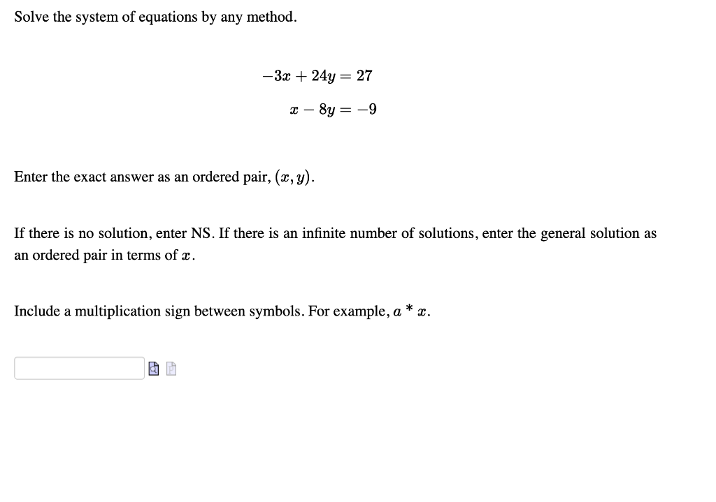 Solved Solve the system of equations by any method. | Chegg.com