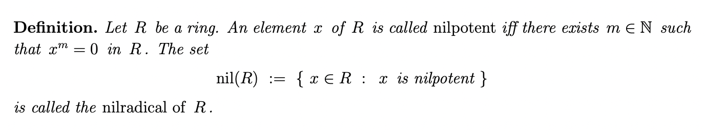 Solved = Definition. Let R be a ring. An element x of R is | Chegg.com