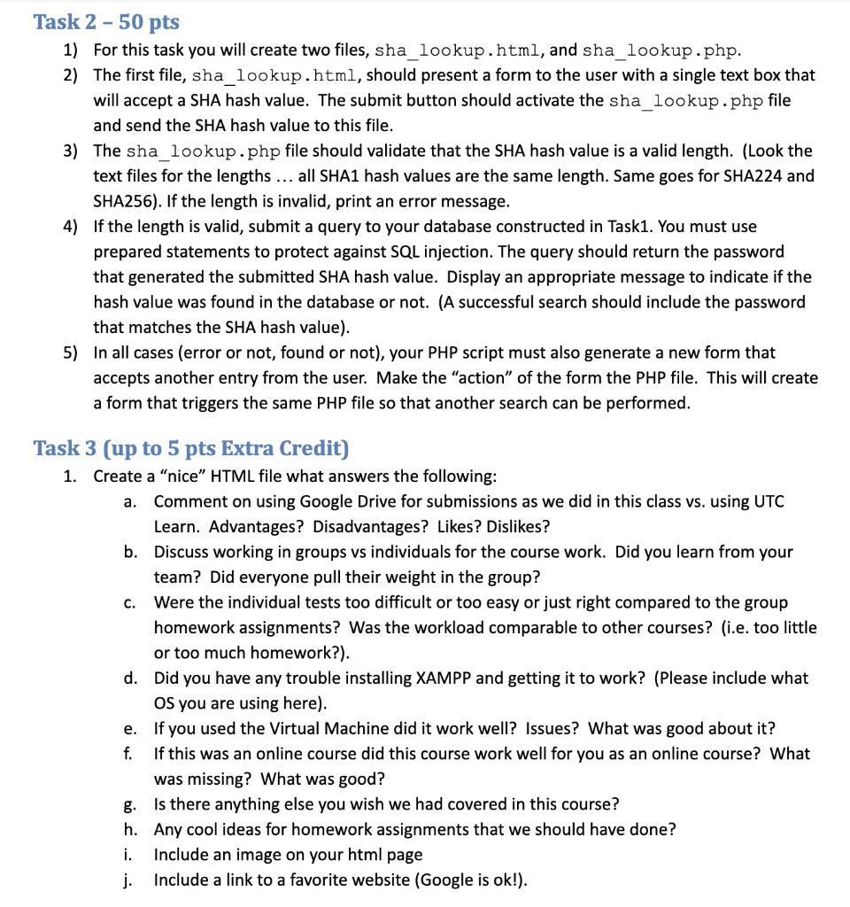Solved The assignment is broken into tasks for you below, | Chegg.com