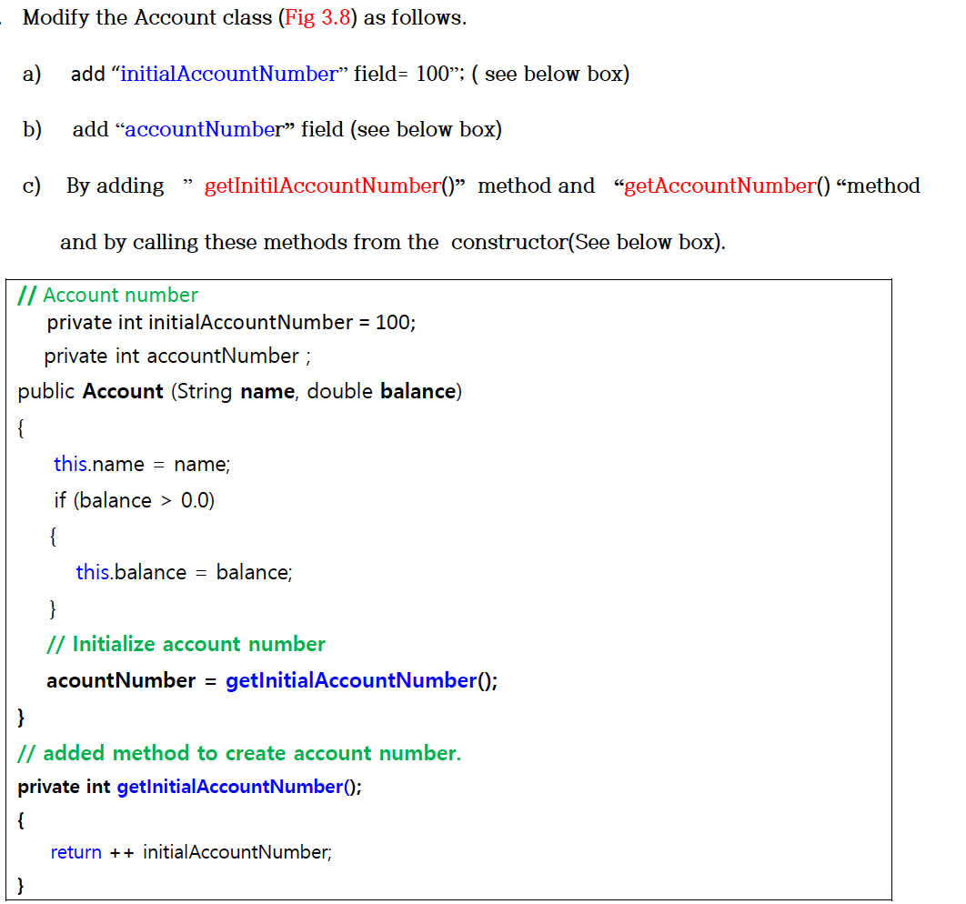 Solved Modify the Account class (Fig 3.8) as follows. a) add | Chegg.com