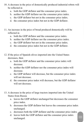 Solved 10. A decrease in the price of domestically produced | Chegg.com