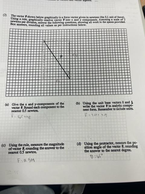 Solved (2) The vector Fshown below graphically is a force | Chegg.com