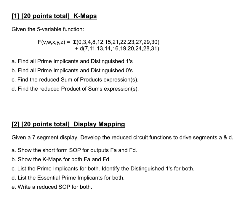 Solved 1 Points Total K Maps Given The 5 Variable Chegg Com