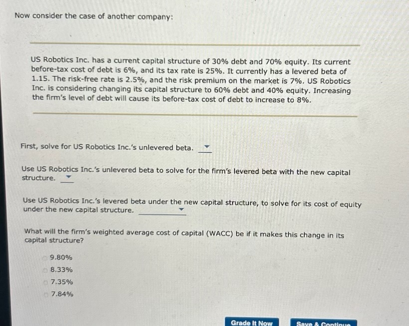 Solved 1. Determining The Optimal Capital Structure | Chegg.com