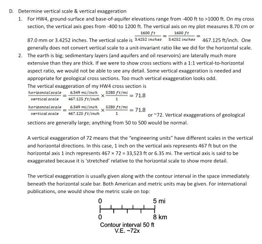 Solved D. Determine vertical scale & vertical exaggeration | Chegg.com