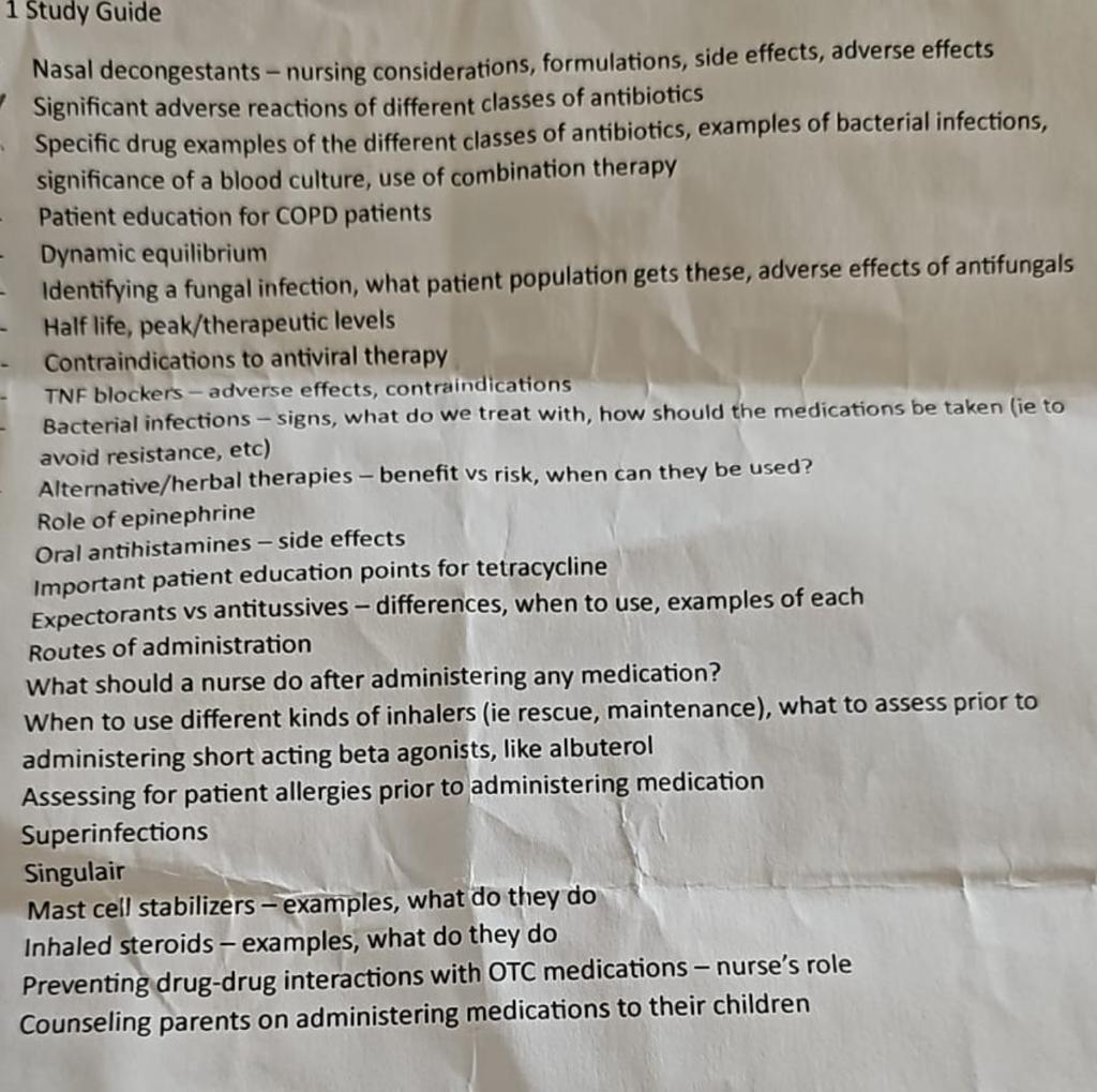 Solved Answer the following study guideNasal decongestants