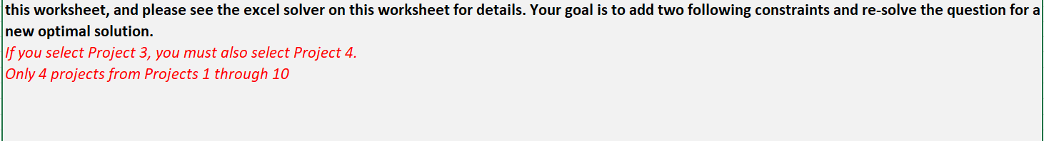 this worksheet, and please see the excel solver on | Chegg.com