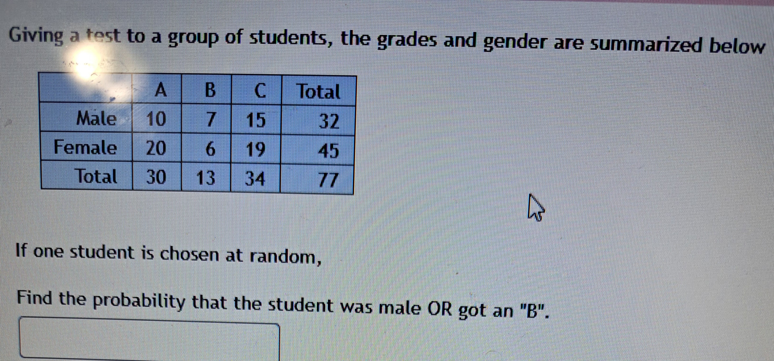 Solved Giving a test to a group of students, the grades and | Chegg.com