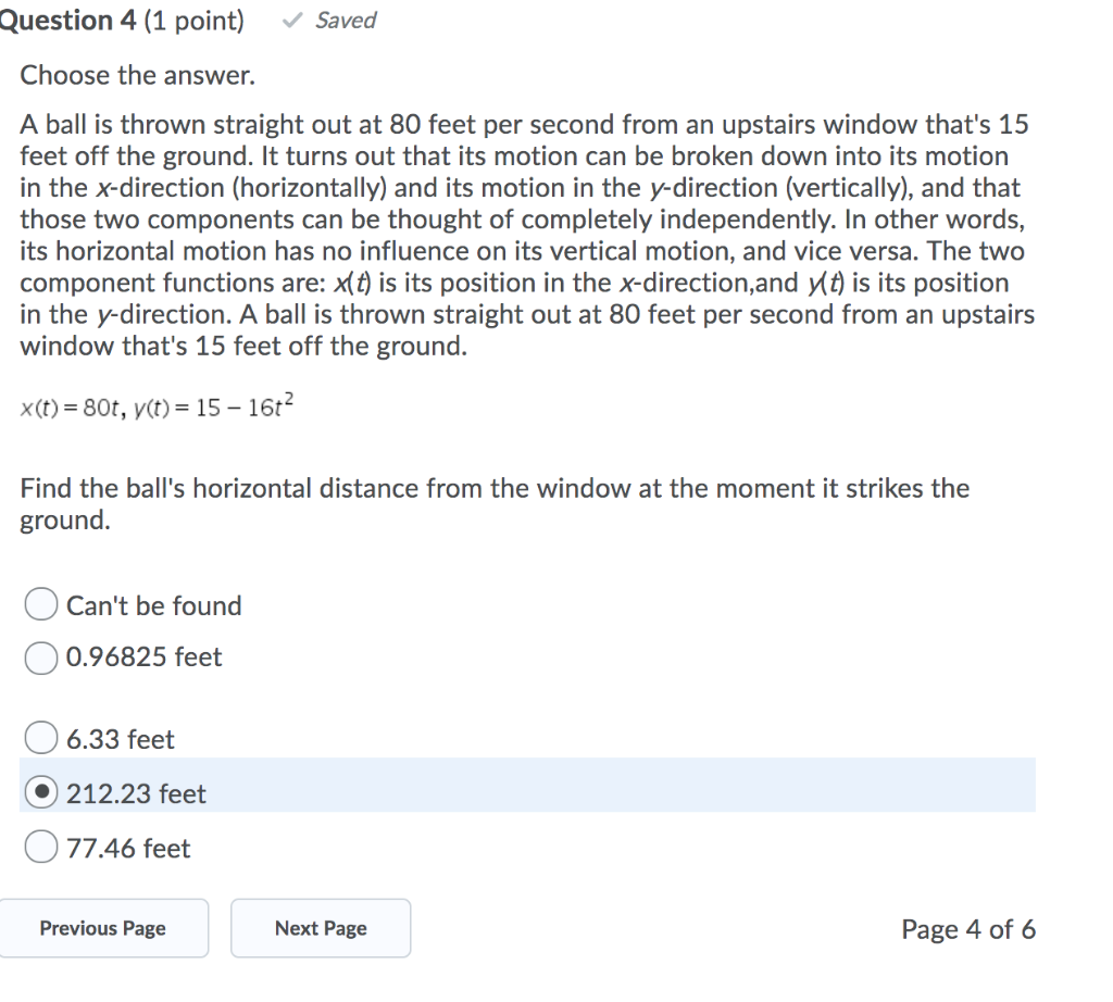 Solved Question 4 (1 point) Saved Choose the answer. A ball | Chegg.com