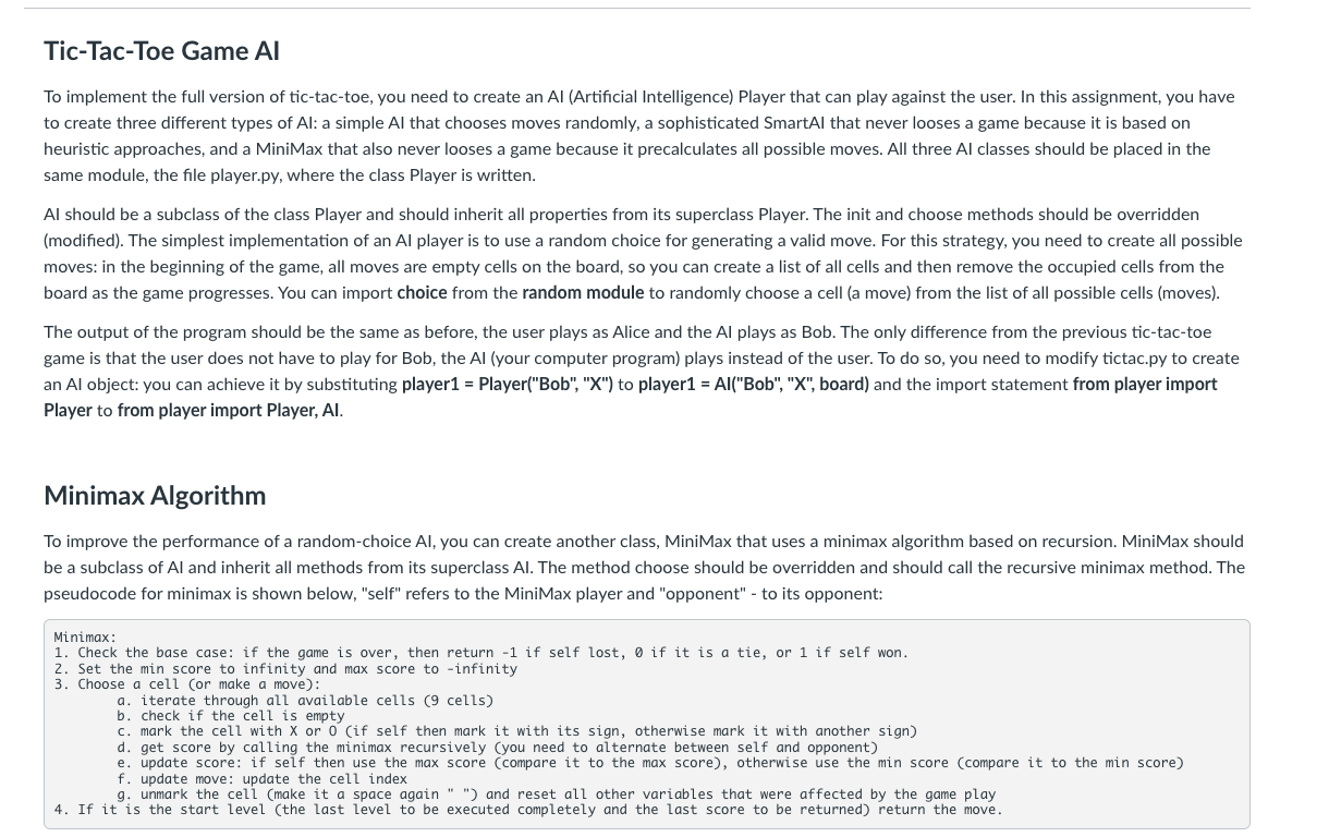 What algorithm for a tic-tac-toe game can I use to determine the best  move for the AI?