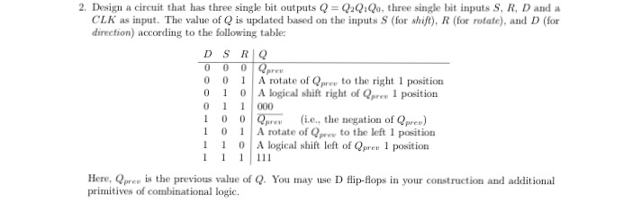 Solved Design a circuit that has three single bit outputs Q | Chegg.com