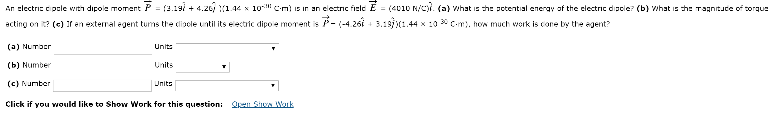 Solved An Electric Dipole With Dipole Moment º 3 19 Chegg Com