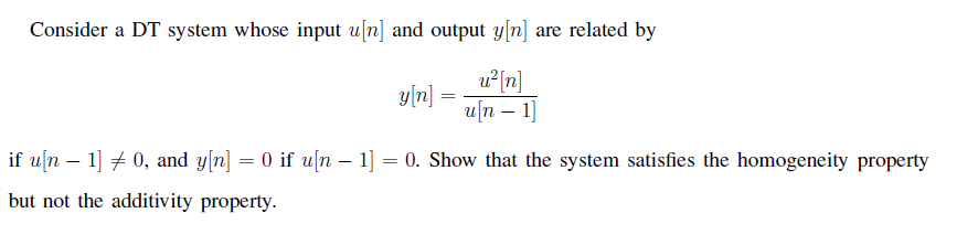 Solved Consider a DT system whose input u[n] and output y[n] | Chegg.com