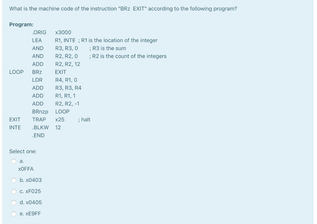 Solved What is the machine code of the instruction 